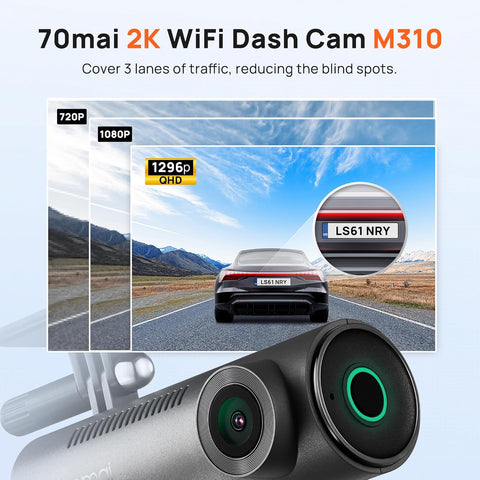 70mai 2K Wifi Dash Cam M310 – Smart 1296P QHD Car Camera, Night Vision