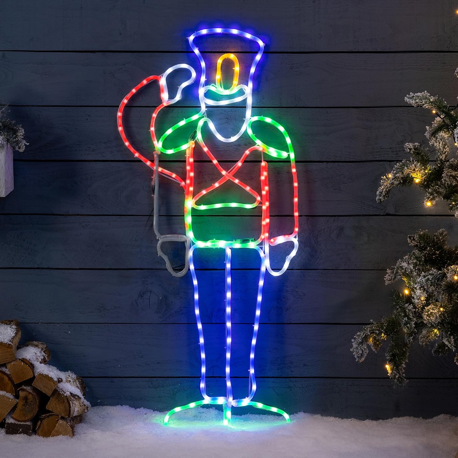 116cm 252 LED Nutcracker Soldier Rope Light Animated Christmas Decoration