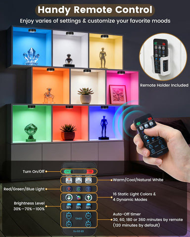Puck Lights, Battery Operated Under Cabinet Lights, 6 Pack, Black – Brighten Dark Corners Without Wires