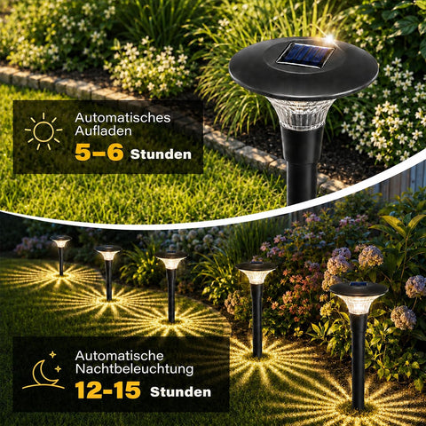 Solar Pathway Lights, 4 Pack Warm White Garden Lights, Water Ripple