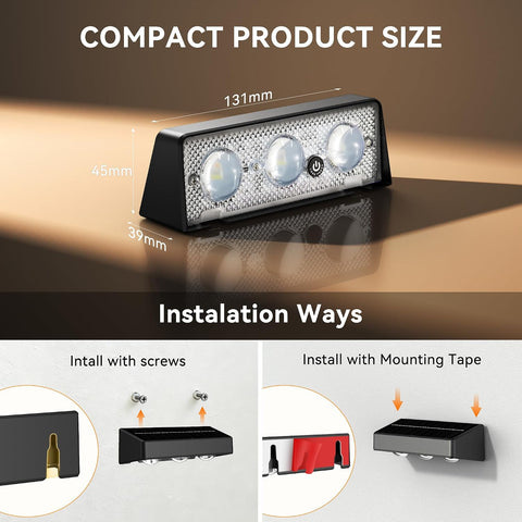 sununiny Solar Fence Lights Outdoor,3 Lens Solar Lights Outdoor Garden IP65 Waterproof 9 Colors 11 Lighting Modes,Outside Wall Light for Garage,Backyard/Railing/Patio/Pool,4 Pack [Energy Class A+++]