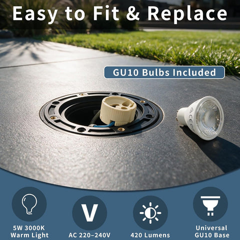 Outdoor Recessed Ground Lights 4 Pack,IP67 Buried Lights with Bulb