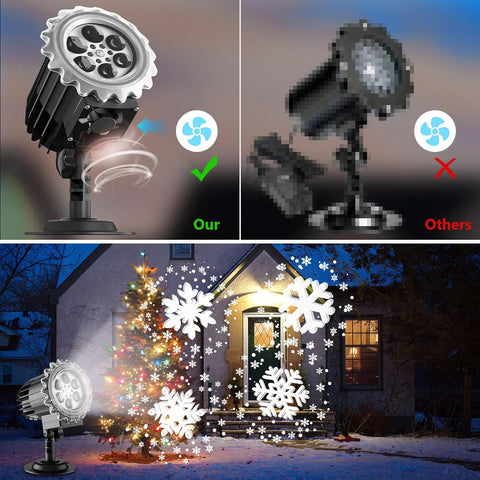 Christmas Snowflake Projector Lights – 9W LED Outdoor & Indoor Christmas Projection Lamp, IP65 Waterproof Holiday Decoration for Gardens, Walls, Parties & New Year