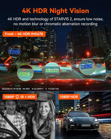 Vantrue N4 Pro 4K 3 Channel Dash Cam with GPS and WiFi