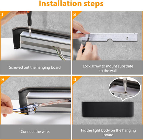 Indoor Led Wall Lights - 2 Pack 3000K/4500K/6000K Adjustable Color Temperature Wall Lights for Bedroom Living Room Kitchen Dining Room (Black, 2 Pack)