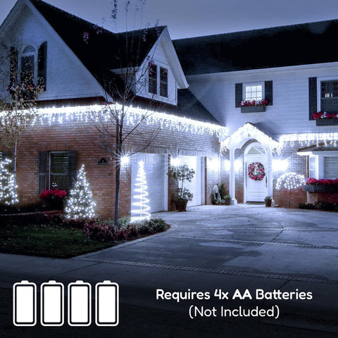 Magic Toy Shop 200 LED Icicle Lights – 4.4m Battery Powered Christmas Lights for Indoor & Outdoor Décor, 8 Modes, Timer & Water Resistant White Lighting - TURN QUIET CORNERS INTO A LITTLE CHRISTMAS MAGIC