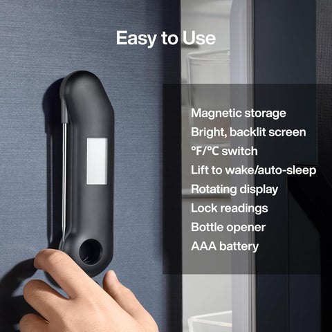 F1 Turbo Digital Meat Thermometer Black – 0.5s Fast Read, IP67 Waterproof