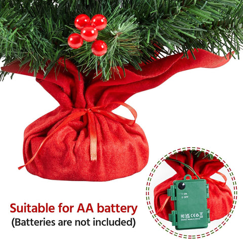 Yaheetech 3ft Pre-lit Tabletop Mini Christmas Tree with Warm LED Lights – Green