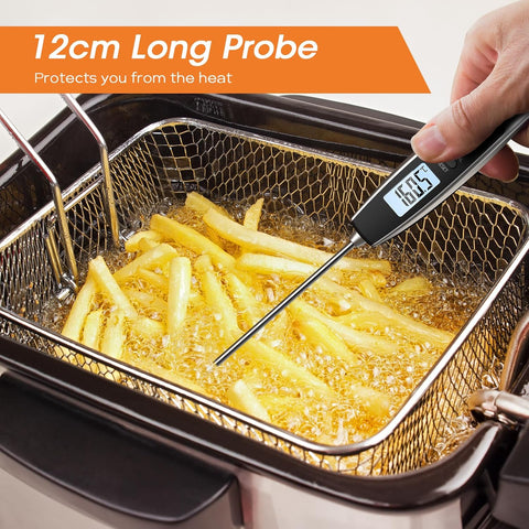 Instant Read Meat Thermometer with Backlight LCD - Silver