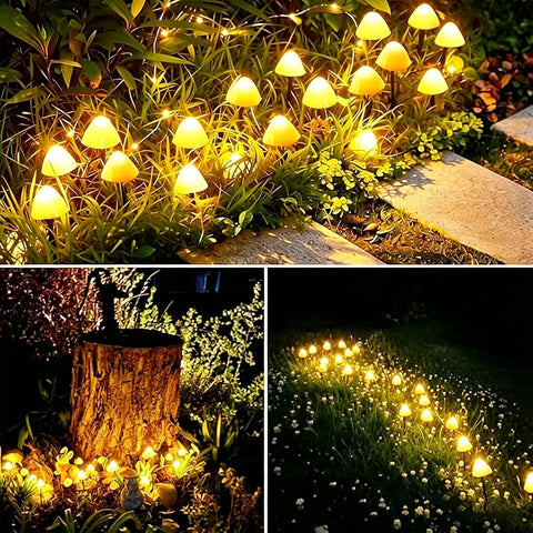 Garden Decorations, 5M 20LED Mushroom Solar Lights Outdoor Garden