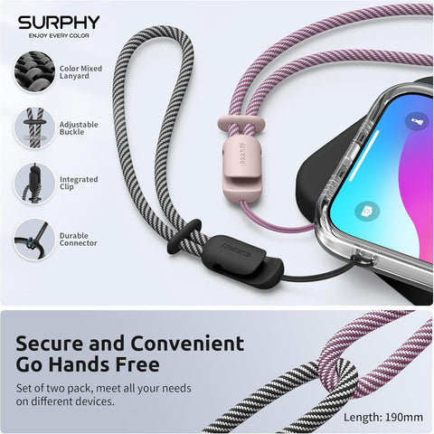 SURPHY Wrist Strap Lanyard 2 Pack Adjustable for Phone, Purse & Keychain
