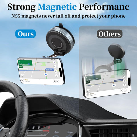 PlusAcc Vacuum Magnetic Car Phone Holder – 360° Rotatable Strong Suction Mount