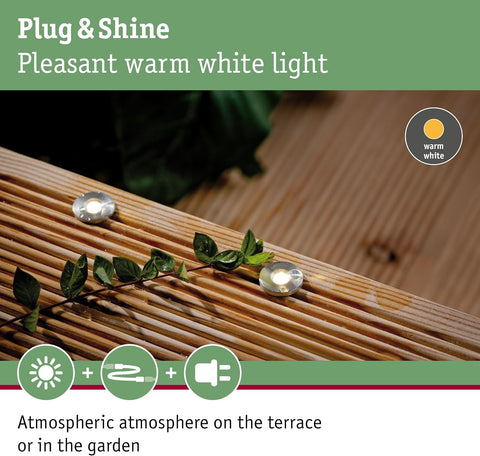 Paulmann 93694 Outdoor Plug & Shine recessed Lighting Extension Set MicroPen II 5x0.22W IP67 3000K Stainless Steel, Silver