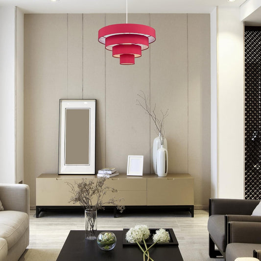 Modern 4 Tier Red Fabric Ceiling Light Shade | Pendant Lights, Home Décor & Improvement Essential