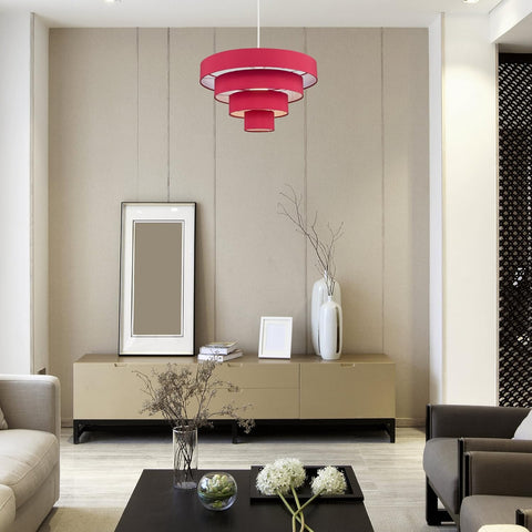 Red fabric pendant light for home decor

