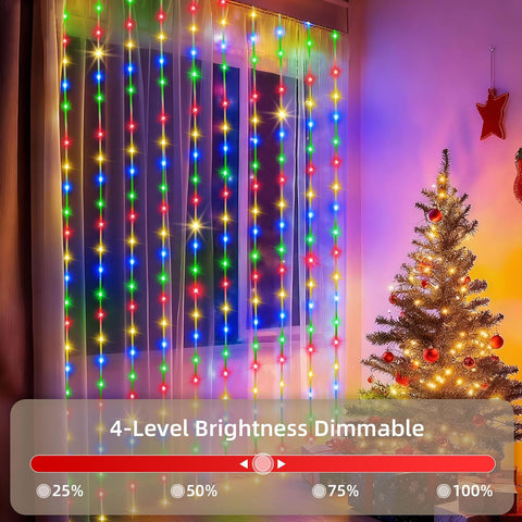 300 LED Christmas Curtain Lights 3m x 3m Multicolour - Waterproof Plug-In Fairy Lights with Remote, Timer & 8 Modes for Indoor & Outdoor Decorations - Turn Any Space Into a Celebration