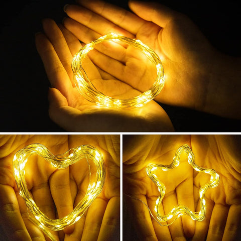 Eambrite LED Battery Fairy Lights 5m 50 LEDs – Warm White 8-Mode Waterproof Silver Wire String Lights for Indoor & Outdoor Garden, Wedding, Party & Bedroom Décor