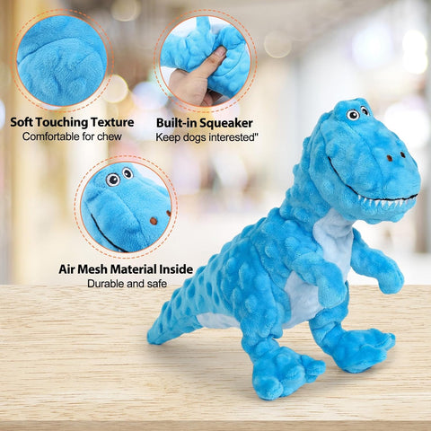 IOKHEIRA Dinosaur Squeaky Plush Dog Toy Interactive