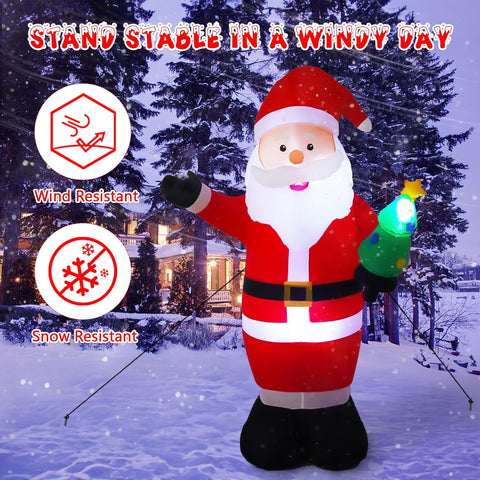 8FT Inflatable Santa Claus Christmas Decoration with LED Light - Red