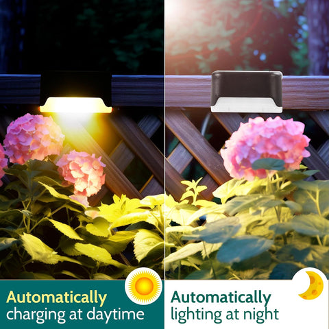 Solpex Solar Deck Lights 8 Pack Solar Step Lights, Outdoor Fence Light Waterproof for Outdoor Stairs, Step, Fence, Yard, Patio, and Pathway(Black,Warm White) [Energy Class A]