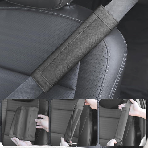 COFIT Car Seat Belt Pads – Microfiber Leather Shoulder Strap Covers – Black (2 Pack)