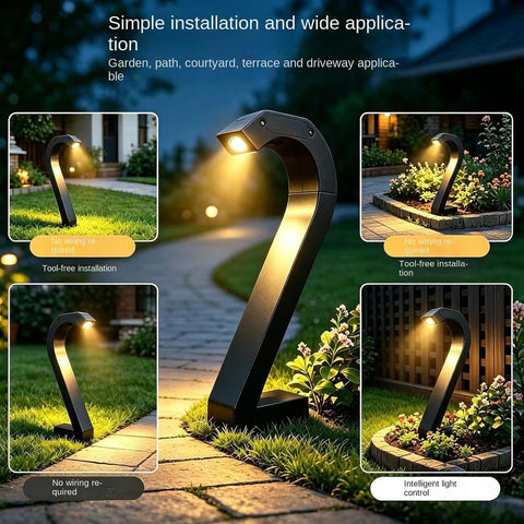 Solar Garden Lights - Number 2 Pieces Shape Spotlight Stake Lighting, Black
