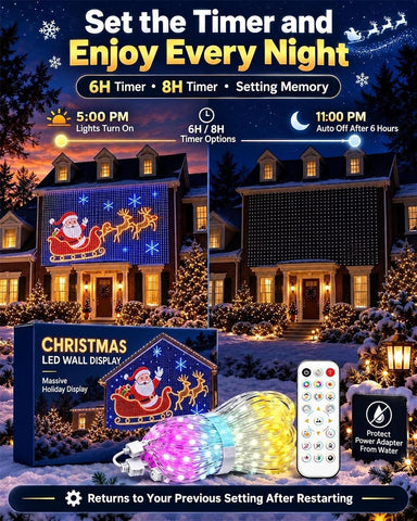 3m x 3m Smart RGB Christmas LED Curtain Lights – 400 LED Outdoor Wall & House Net Lights with App, Remote, Timer & Custom Patterns - Turn Your Home Into a Christmas Light Show