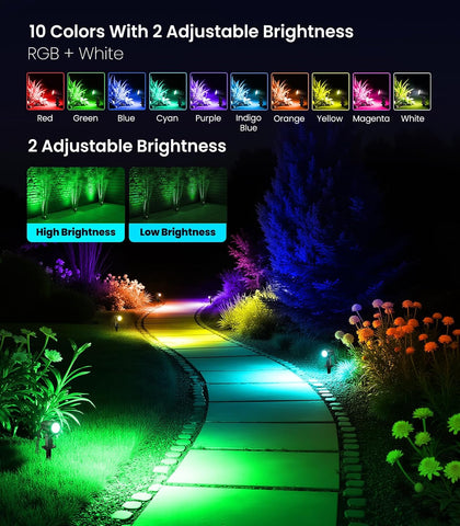 RGB Garden Spotlights Mains Powered 12-in-1 Color Changing Outdoor Lights
