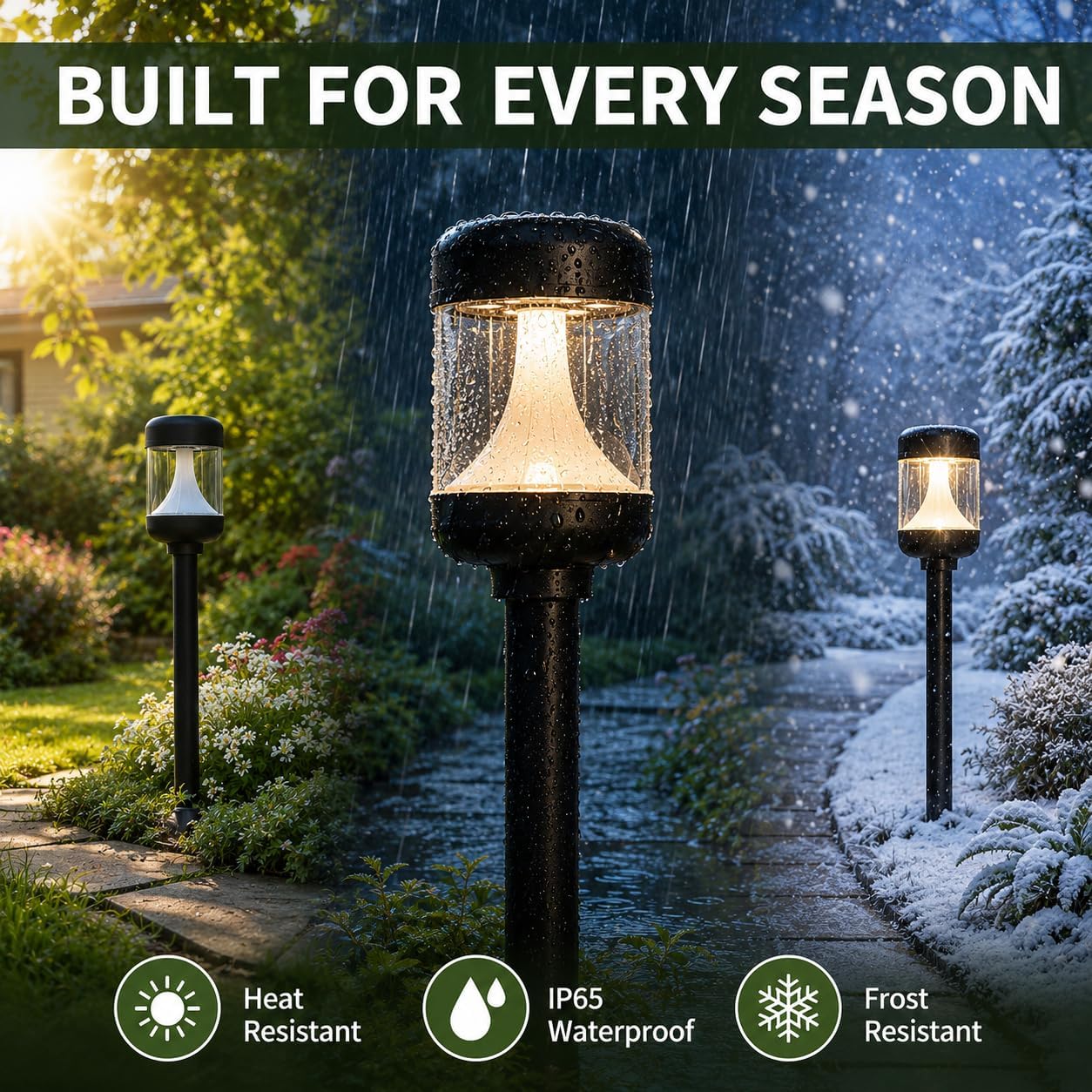 Solar Lights Outdoor Garden 4 Pack Solar pathway Lights warm white LED