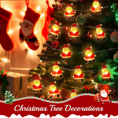 3M 30 LED Santa Claus Christmas String Lights | Battery Operated Fairy Lights for Indoor & Outdoor Home, Bedroom & Party Decorations