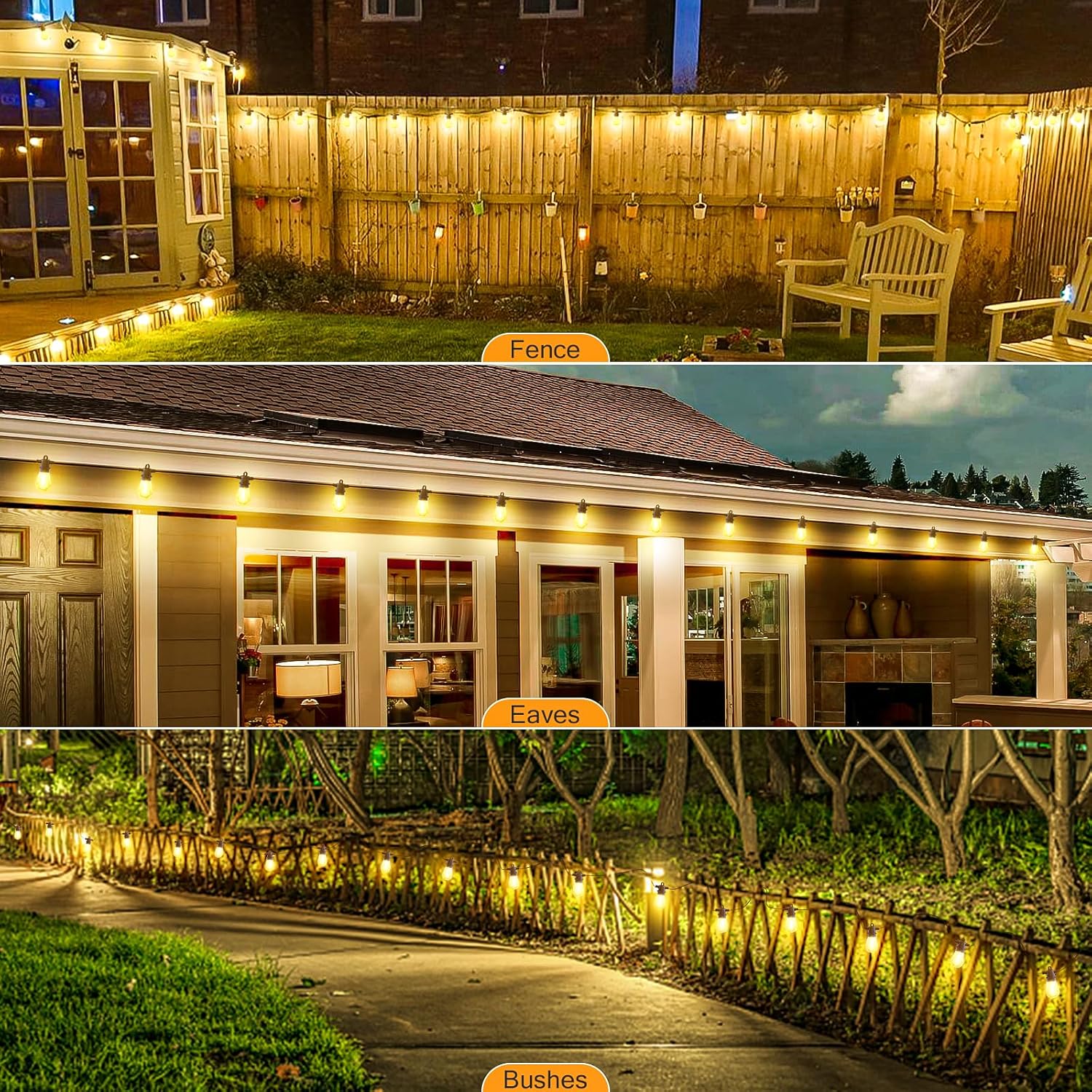 Festoon Lights Mains Powered Outdoor - 150FT/45M S14 String Lights 45+2 Shatterproof LED Bulbs, Dimmable with Remote Control, Waterproof Garden Lights for Patio Gazebo Pergola Porch Wedding Party - thelights4u.com