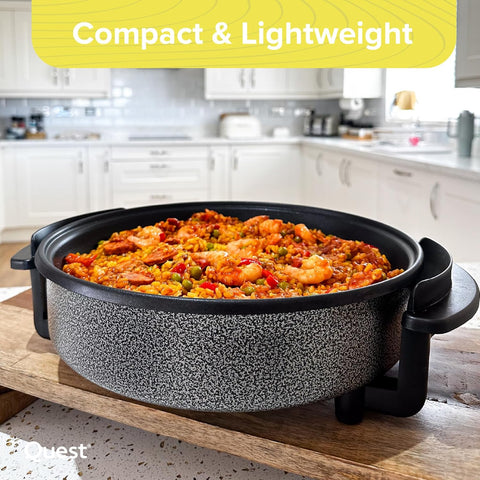 30cm Multi-Function Electric Cooker Pan with Lid – Non-Stick Aluminium, Adjustable Thermostat & Detachable Cable