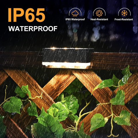 Solpex Solar Fence Lights Outdoor 12 Pack, Solar Step Lights Waterproof Led Solar Lights for Outdoor Stairs, Deck, Fence, Yard, Patio (Warm White,Black) [Energy Class A]