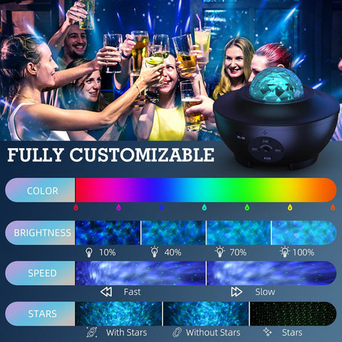 Bedroom atmosphere transformed with the Galaxy Projector Star Projector.


