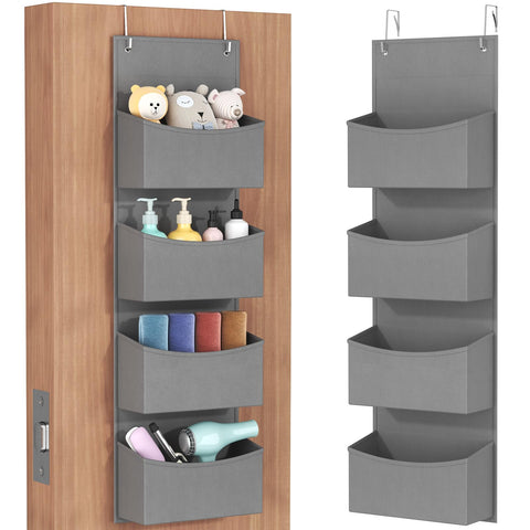 Lifewit Over The Door Storage Organiser – 4-Shelf Hanging Wardrobe Storage, Grey