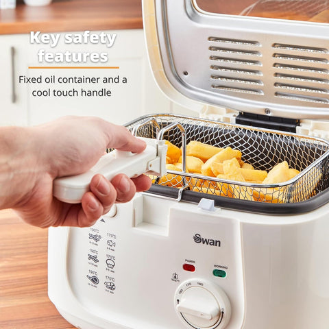 SD6080N Deep Fat Fryer 2.5L – 1800W, Adjustable Temperature Control, Viewing Window, Easy Clean, White