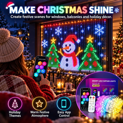 Smart LED Curtain Lights – App-Controlled Pixel RGB Window & Wall Lights for Christmas, Bedrooms, Parties & Weddings - Turn Any Space Into Your Own Little Light Show