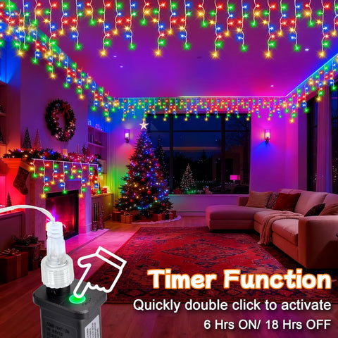 cshare Icicle Lights Outdoor 20M 480 LEDs Multicoloured Waterproof