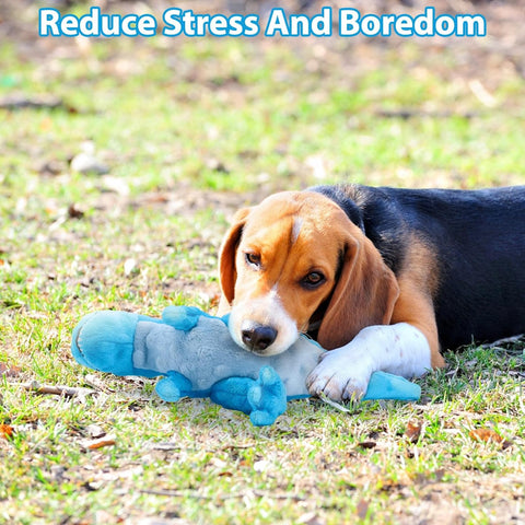 IOKHEIRA Dinosaur Squeaky Plush Dog Toy Interactive