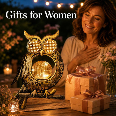 Solar Lights Outdoor Garden-Weatherproof Owl Solar Garden Lights with Auto On/Off, 2 Mode LED Lights, Dynamic Eye Lighting for Patio, Yard, Pathway, Birthday Gifts for Women, Mum