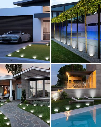btfarm Solar Lights Outdoor Garden, 10 Pack Solar Ground Lights, 8 LED Solar Disk Lights Outdoor IP65 Waterproof for Garden Pathway Lawn Patio Yard Landscape (Cool White)