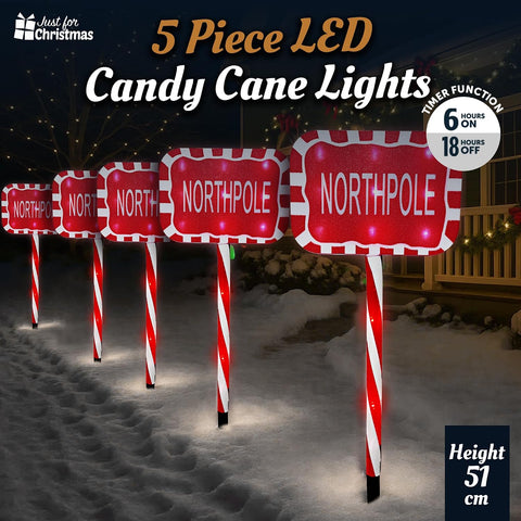 Just for Christmas Pathway Lights – 5 Pack Christmas Lights Battery-Operated with a Timer, 8 Lighting Modes, 1m Lead Wire & 60 Warm White LEDs | Perfect for Christmas Decoration