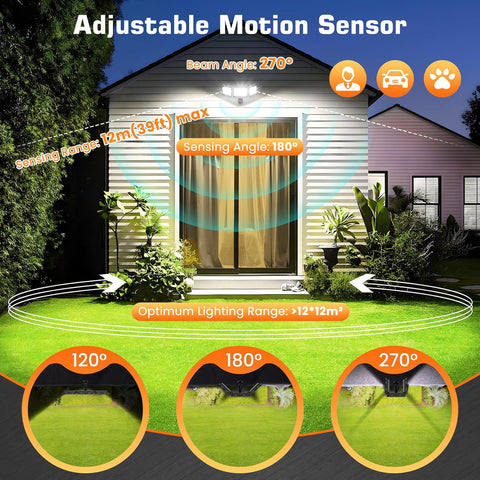 70W PIR Motion Sensor LED Security Light Outdoor, Remote Control IP66