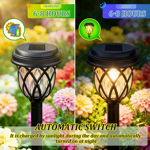 SCNNC Solar Lights Outdoor Garden Stake, 6 Pack LED Garden Lights Solar Powered Waterproof, Pathway Lighting for Landscape Patio Yard Walkway Path Garden Decoration