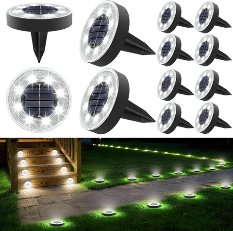 iBaycon Solar Lights Outdoor Garden,12 Pack Cool White Solar Ground Lights