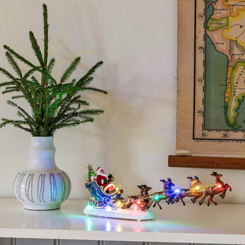 Konstsmide LED Santa in Sleigh with Reindeer Table Decoration – Multicolour