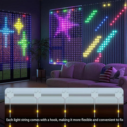 Cortina Smart LED Curtain Lights – 400 Multicolour LEDs with App Control, DIY Patterns & Music Sync for Christmas Windows and Bedroom Décor – Turn Your Window Into a Little Light Show
