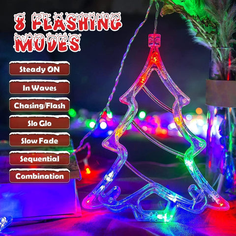 3.5M Colorful Christmas Window Curtain Lights – 130 LED Star & Ornament Fairy Lights