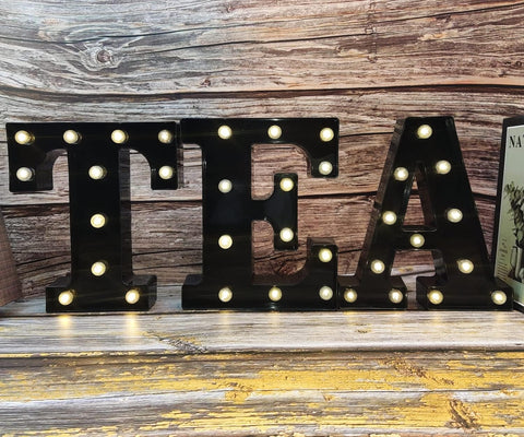 E Style Black LED Marquee Letter Light, Battery Powered Decorative Night Lamp for Home, Party, Wedding and Event Decor