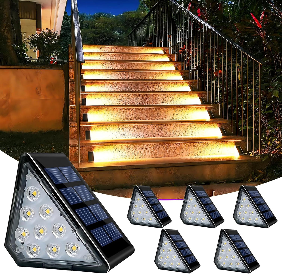 Solar Step Lights 6 Pack, Outdoor Stair Lights with Auto On/Off